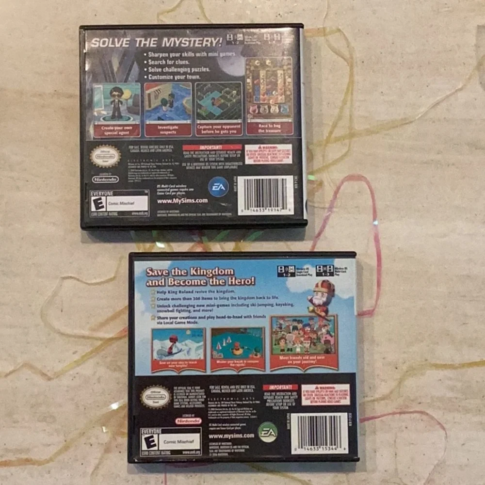 MySims Kingdom Nintendo DS Game & MySims Agents DS Games Lot Of 2 CIB Tested